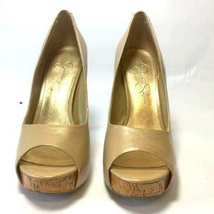 Jessica Simpson Metallic patent Leather tan heels